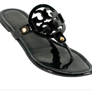 Tory Burch Miller Patent Leather Logo Sandals